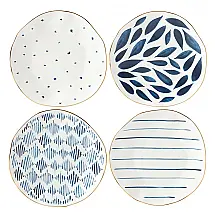 Conjunto de Pratos para Sobremesa com 4 Peças, Formato Ondulado Redondo e Material de Porcelana, LENOX 890197, Colorido