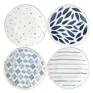 Conjunto de Pratos para Sobremesa com 4 Peças, Formato Ondulado Redondo e Material de Porcelana, LENOX 890197, Colorido