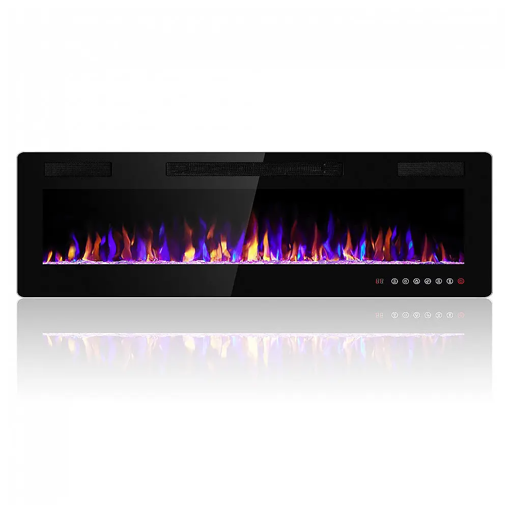 Lareira Elétrica de Embutir A45x127L com Controle Remoto e Temporizador, 110V, Electactic, Preta