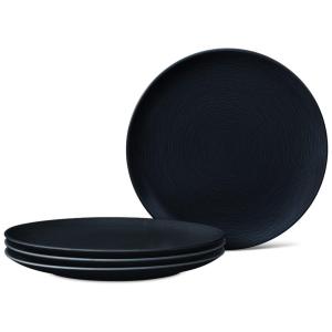 Conjunto de Pratos para Jantar com 4 Peças, Formato Redondo, Material de Porcelana e Designer em Círculos Concêntricos em Espiral
