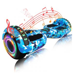 Hoverboard SIMATE Azul Camuflado com Bluetooth, Luzes de LED e Controle por App – Crianças e Adultos