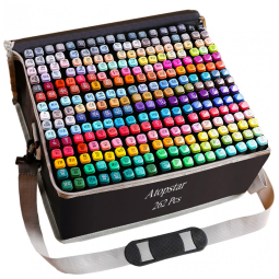 Conjunto de Canetas Artisticas 262 Cores de Ponta Dupla com Estojo para Adulto, ATOPSTAR