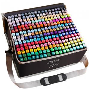 Conjunto de Canetas Artisticas 262 Cores de Ponta Dupla com Estojo para Adulto, ATOPSTAR