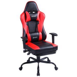VON RACER Cadeira Gamer Ergonômica Ajustável com Apoio para os Pés, Vermelha e Preta
