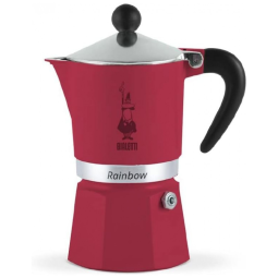 Cafeteira de Café Expresso Manual Italiana 3 Xícaras, Bialetti Rainbow, Vermelha