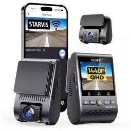 Câmera Veicular Full HD 1080p, 140, com GPS e Controle Remoto, Gravação 4K Ultra HD, Visão Noturna, Wi Fi, VIOFO A129 Plus Duo, Preto