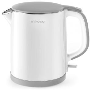 Miroco Chaleira Elétrica 1,5L Parede Dupla Em Aço Inoxidável de 1500W Sem Fio Cor Branca