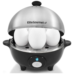 Cozedor de Ovos Elétrico, até 7 Ovos, Aço Inoxidável, ELITE GOURMET EGC 508, Preto