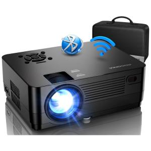 Mini Projetor 1080P 4K 9000 Lumns com Wi Fi 5G Compatível com Celulares, Tv, PS4, Projeta até 300 Polegadas, ROCONIA, Preto