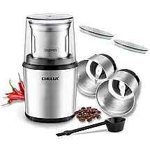 Moedor de Café em Grãos 75g com Controle de Velocidade, 200W, 110v, CHULUX CL EG20003, Prateado