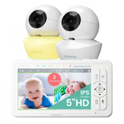 Babá Eletrônica Babysense com 2 Câmeras HD, Luz Noturna, Alcance de 292 Metros e Visão Noturna