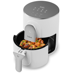 Fritadeira Elétrica Air Fryer 3,7L, com 8 Modos Predefinidos, tela LED e Monitor Duplo, 110V 1200W, Veken, Branca