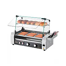 Grill de Hot Dog VEVOR Inox 12 Unidades 5 Rolos Controle Duplo de Temperatura Tampa 750W 110V