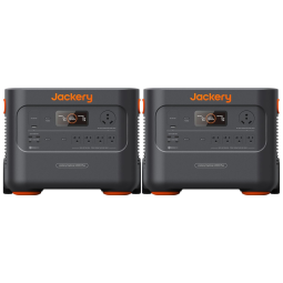 Kit 2 Geradores de Energia Solar Portáteis Explorer 2000 Plus, Bateria de 4085Wh, 3000W 110V, Jakery, Preto e Laranja