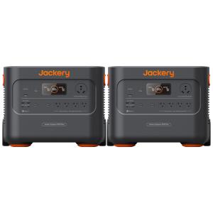 Kit 2 Geradores de Energia Solar Portáteis Explorer 2000 Plus, Bateria de 4085Wh, 3000W 110V, Jakery, Preto e Laranja
