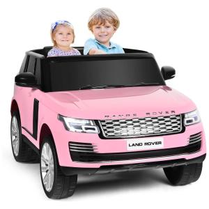 Costzon Carro Elétrico Policial 12V Recarregável para Crianças 2 Assentos até 29 kg, Idade Recomendada 3 Rosa