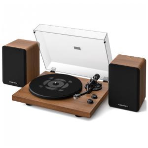 Toca-Discos SoulBox S1 com Alto-Falantes Estéreo, Toca-Discos com Pré-amplificador Integrado, Braço em Forma de S, Qlearsoul,