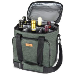Bolsa Térmica Para Transporte de Vinhos Freshore até 6 Garrafas, Verde