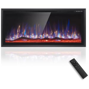 Lareira Elétrica de Embutir A45x76L com Controle Remoto e Digital, Luz LED, Chama Ajustável, 1500W, 110v, SOPHIA WILLIAM AH FP 30F, Preto