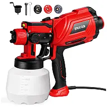 Pistola de Pintura Pulverizadora 1.2L com 3 Tamanhos de Pontas e Luz LED, FIAWOJA 072501, Vermelho