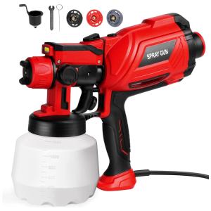 Pistola de Pintura Pulverizadora 1.2L com 3 Tamanhos de Pontas e Luz LED, FIAWOJA 072501, Vermelho