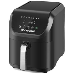 Fritadeira Elétrica Air Fryer 8 em 1, 5,3 Litros com Tela Digital LCD, Cesta Antiaderente e Livro de Receitas, 110V 1500W, Sincreative