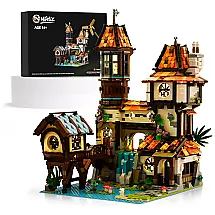 Kit de Construção Casa à Beira Rio Medieval com Luz LED e 2488 Peças, Nifeliz