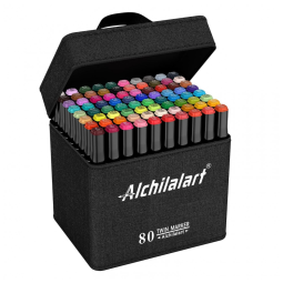 Conjunto de Canetas Artisticas 80 Cores de Ponta Dupla para Adultos e Crianças, Alchilalart
