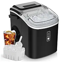 Máquina de Gelo que Produz 12 kg em 24H com Função de Autolimpeza, Inclui Cesta e Colher de Gelo, 110V 170W, EUHOMY, Vermelho