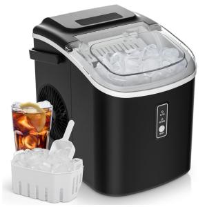 Máquina de Gelo que Produz 12 kg em 24H com Função de Autolimpeza, Inclui Cesta e Colher de Gelo, 110V 170W, EUHOMY, Vermelho