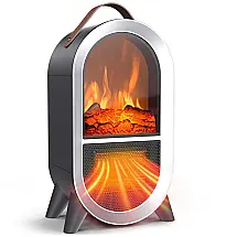Lareira Elétrica Riseon 20x34cm 1500W Chamas 3D Portátil Preto 110V