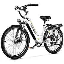 Bicicleta Elétrica Aoango 1000 Peak para Adultos, Bateria Removível de até 80 Milhas, 26 Polegadas, 7 Velocidades, Branca para Mulheres em