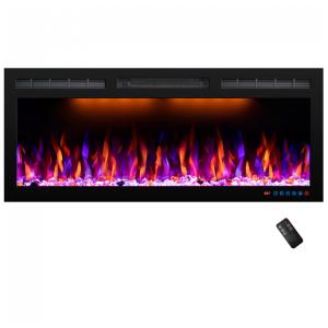 Lareira Elétrica de Embutir A44x101L com Controle Remoto e Chamas Multicolorida, 110V 1500W, Dreamflame, Preta