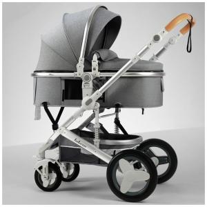 Carrinho de Bebê 2 em 1 com Assento Reversível, Cesta de Armazenamento e Porta-Copos, RIBONI, Cinza