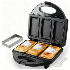 Máquina Elétrica Antiaderente para Fazer Tortas e Lanches, 110V 750W, FineMade, Preto