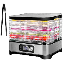 Desidratador de Alimentos, 5 Bandejas, e Transparente, 110v, VIVOHOME, Prateado