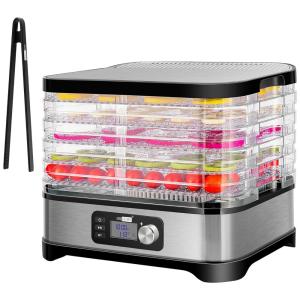 Desidratador de Alimentos, 5 Bandejas, e Transparente, 110v, VIVOHOME, Prateado