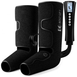 Massageador Elétrico de Compressão para Pernas e Pés 3 Modos e 3 Intensidades, Bestgift, Preto