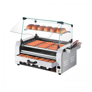 Máquina de Cachorro-Quente VEVOR, 18 Hot Dogs em 7 Rolos, Grill de Salsichas em Aço Inoxidável, 1200W com Aquecedor de Pães, Tampa
