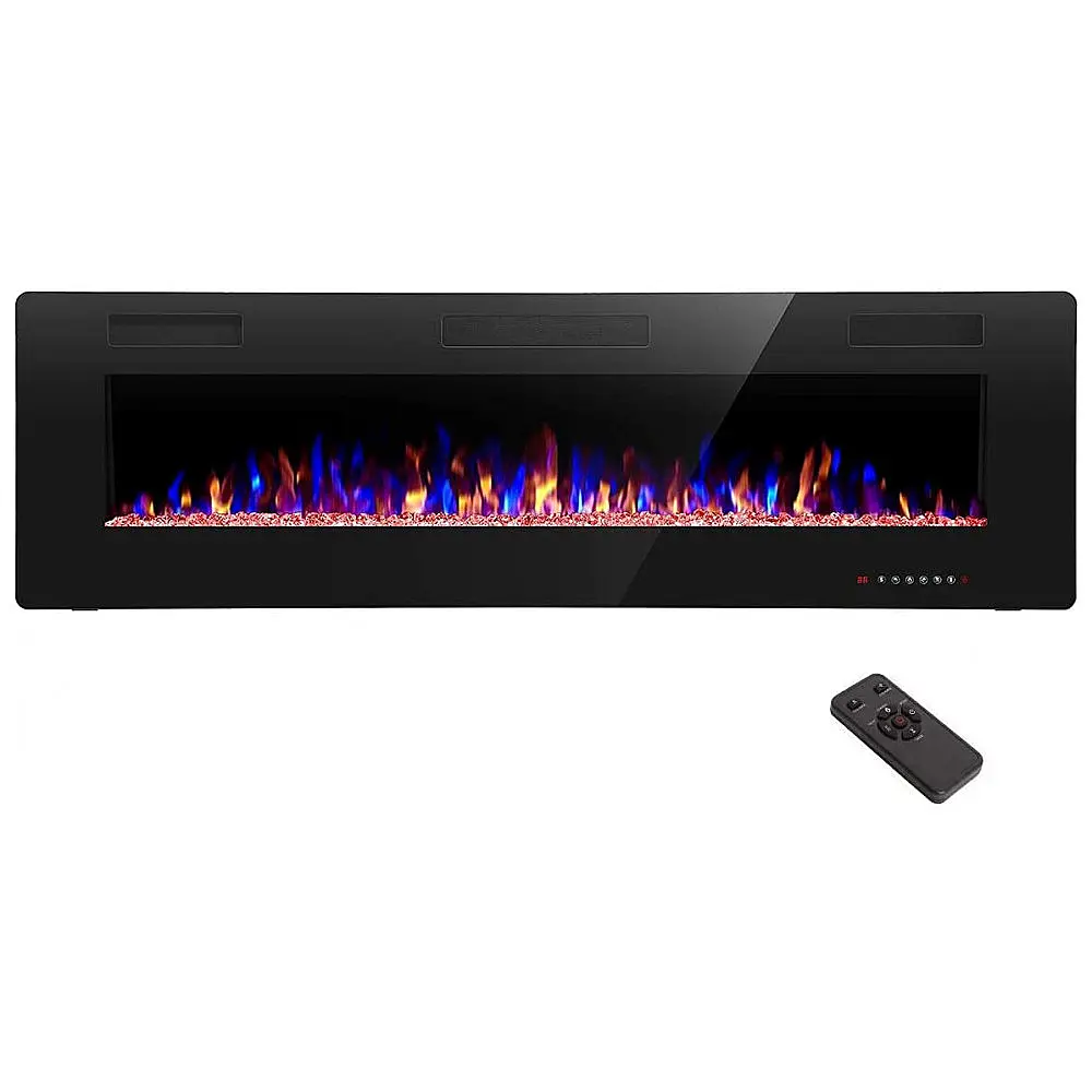 Lareira Elétrica de Embutir A45x172L com Controle Remoto e Temporizador, 110V, R.W.FLAME, Preta