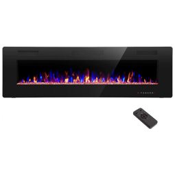 Lareira Elétrica de Embutir A45x172L com Controle Remoto e Temporizador, 110V, R.W.FLAME, Preta