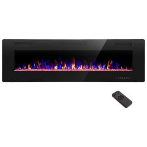 Lareira Elétrica de Embutir A45x172L com Controle Remoto e Temporizador, 110V, R.W.FLAME, Preta