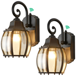 Arandela Luminária Clássica Externa de Parede à prova dágua com Sensor, Base E27, 2 Unidades, Marom, BERHZIMD, Marrom