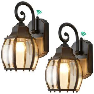 Arandela Luminária Clássica Externa de Parede à prova dágua com Sensor, Base E27, 2 Unidades, Marom, BERHZIMD, Marrom