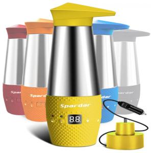 Chaleira Elétrica Temperatura no Visor LCD 12v Anti Derramamento e Vazamento 348ml Amarelo