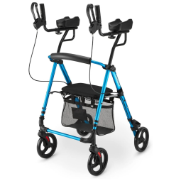 Andador Adulto Idoso com Apoio de Braço, Assento Acolchoado e Cesto, Suporta até 136 kg, OASISSPACE, Azul