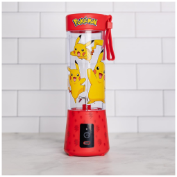Liquidificador Portátil 400 mL Recarregável USB Tema Pokémon Pikachu, 110V 150W, Uncanny Brands, Vermelho