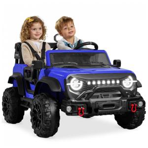 Carro Elétrico Infantil Best Choice Products 24V Azul Escuro, Caminhão 2 Lugares, com Controle Remoto, Bluetooth, Luzes LED e Capacidade
