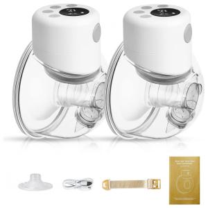 Bomba Tira Leite Dupla Portátil com Painel Digital 2 Modos, 9 Níveis de Sucção e, Branca, YDHZ, Branco