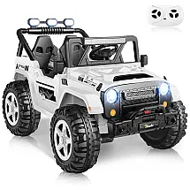 Carro Elétrico Infantil Jeep 24V, 2 Lugares, Assento Extra Largo, Rodas Duráveis e Luz LED, Controle Remoto - Branco